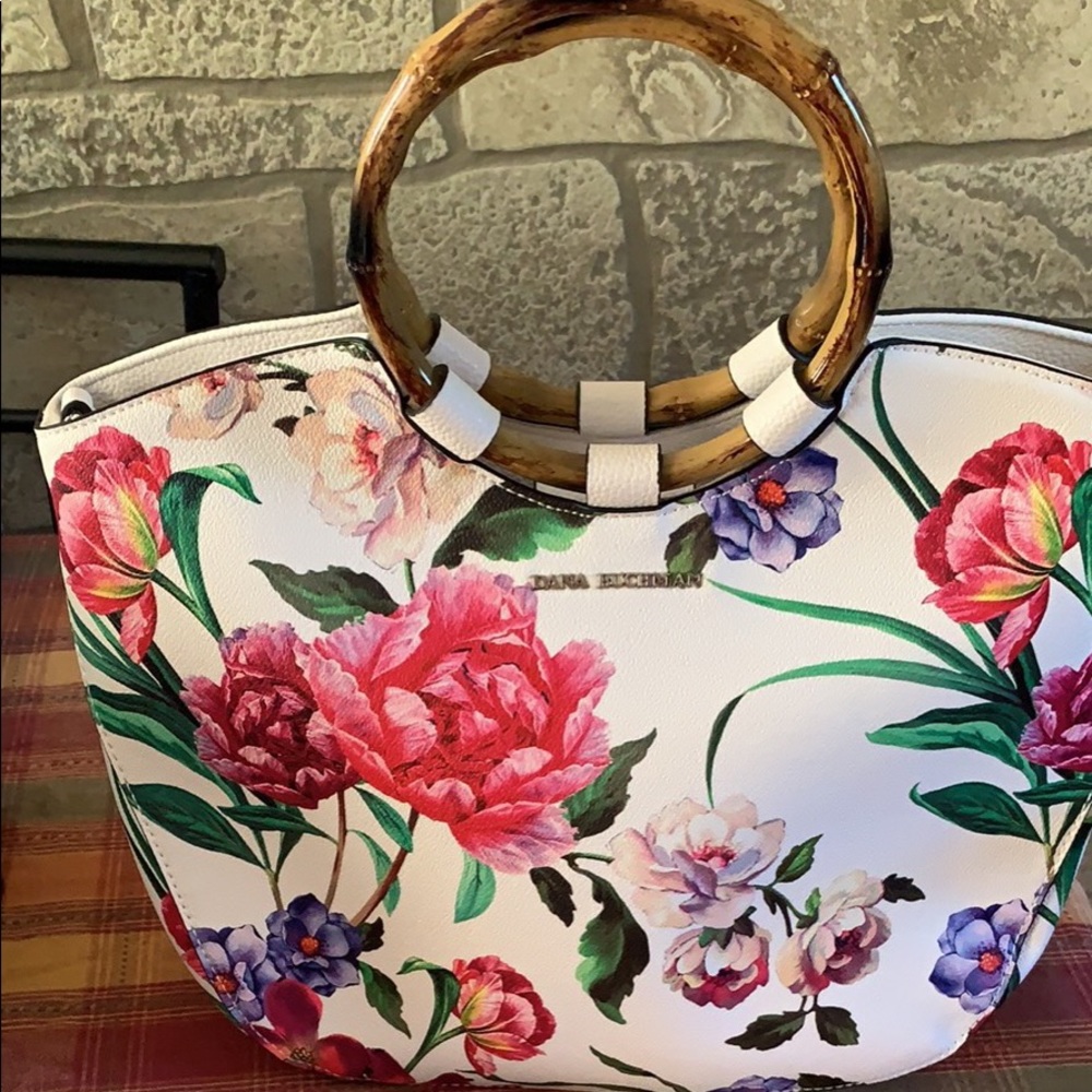 Dana Buchman floral bamboo ring satchel